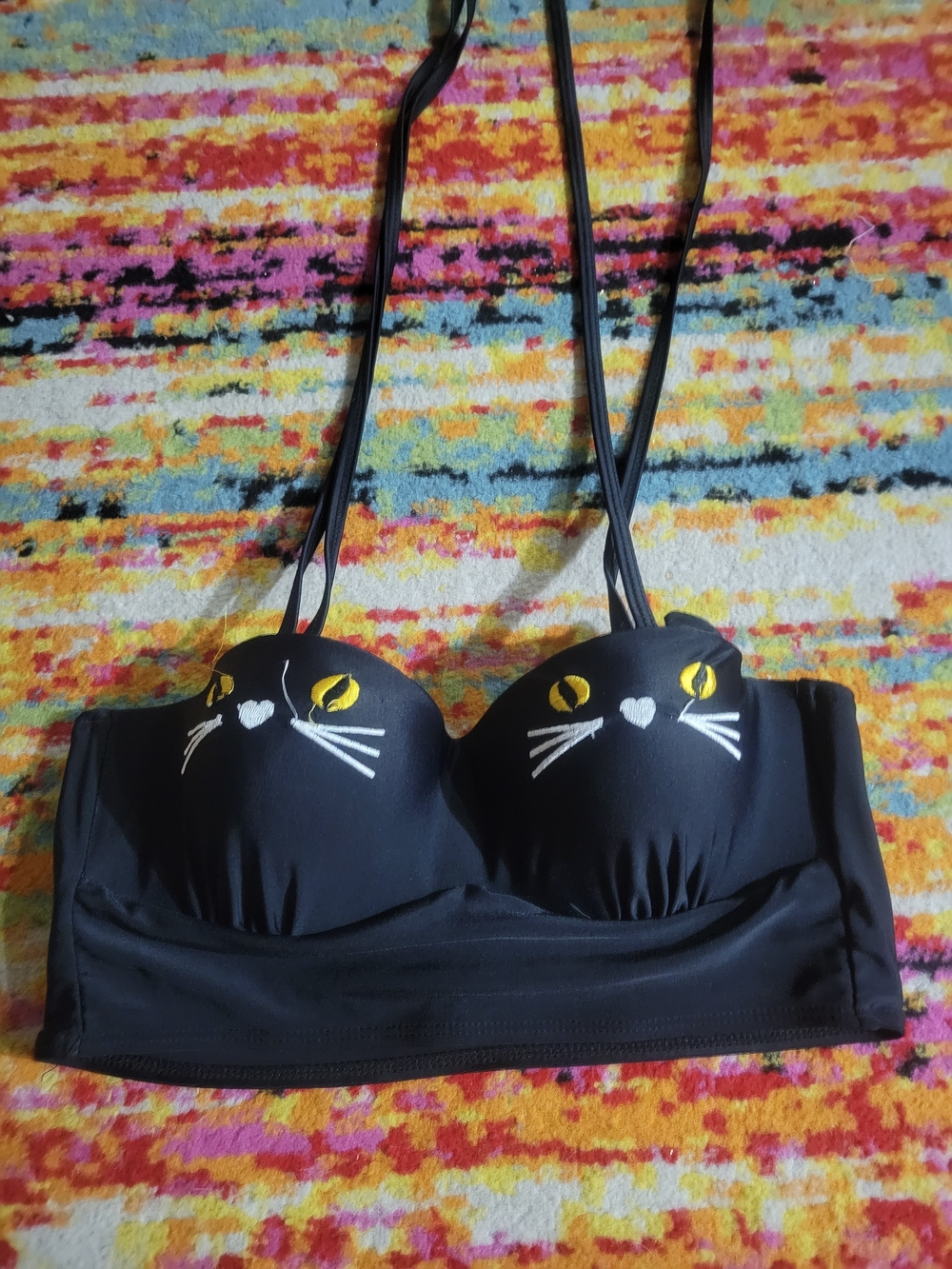 Black Cat Appliqué Bustier Bralette